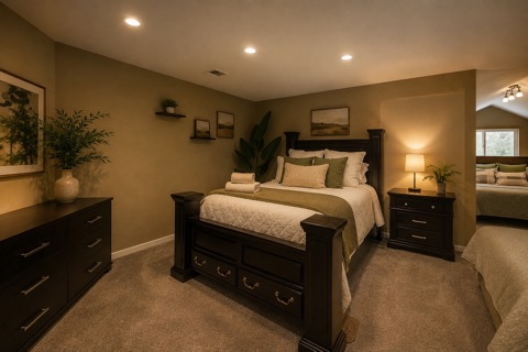 Third-Floor Bedroom — Quiet Top-Floor Retreat — The Albatross 11-bedroom golf mansion near Wolf Creek, Mesquite NV
