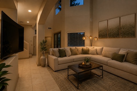 Main Living Room — The Whole Crew, One Room — The Albatross 11-bedroom golf mansion near Wolf Creek, Mesquite NV