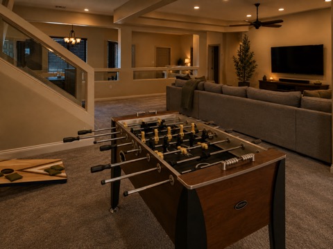 Upstairs Lounge — Cards, Games & the Second TV — The Albatross 11-bedroom golf mansion near Wolf Creek, Mesquite NV